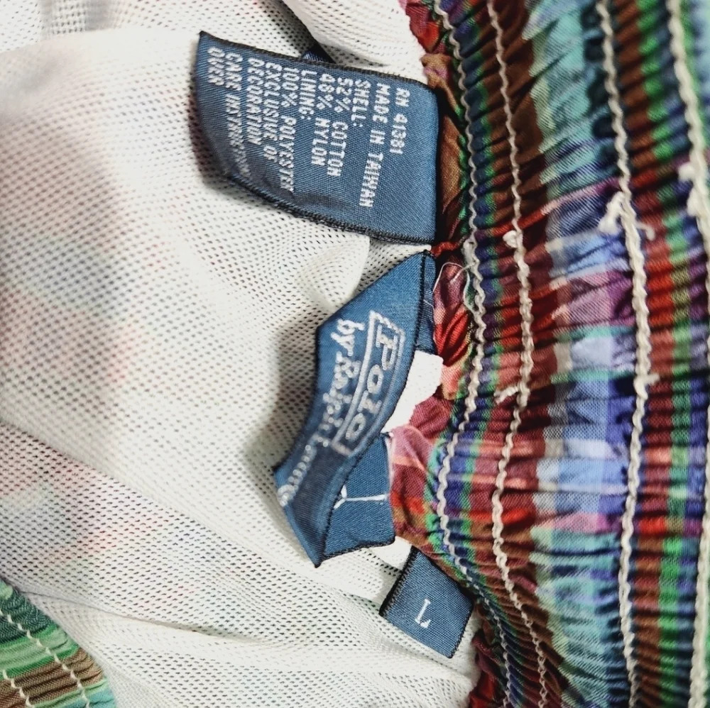 Polo Ralph Lauren 80s 90s Men's Multicolor Plaid Swim Trunks Vintage - Picture 3 of 6